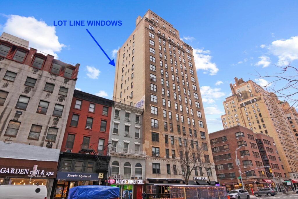 Example of some lot-line windows in the Chelsea neighborhood of Manhattan.